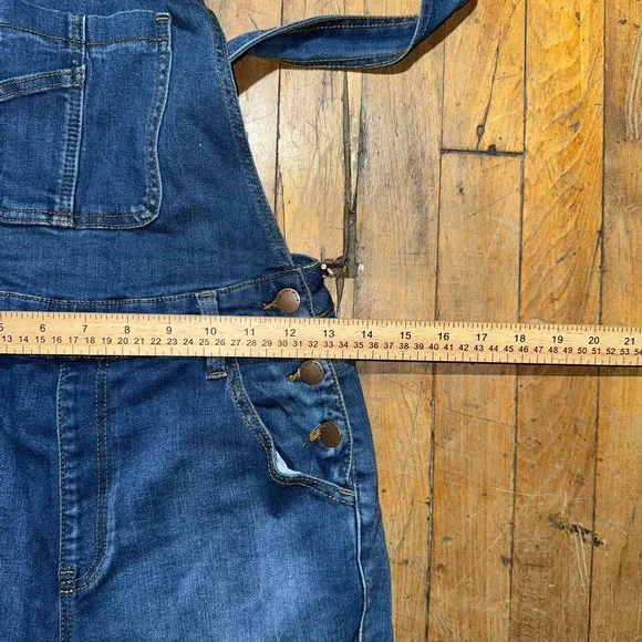 Vibrant Denim Cargo Overalls Women's Size 9 Blue Pockets Button Hem Outdoor - Picture 3 of 8